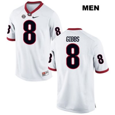 Men's Georgia Bulldogs NCAA #8 DeAngelo Gibbs Nike Stitched White Authentic College Football Jersey CJE6054ZS